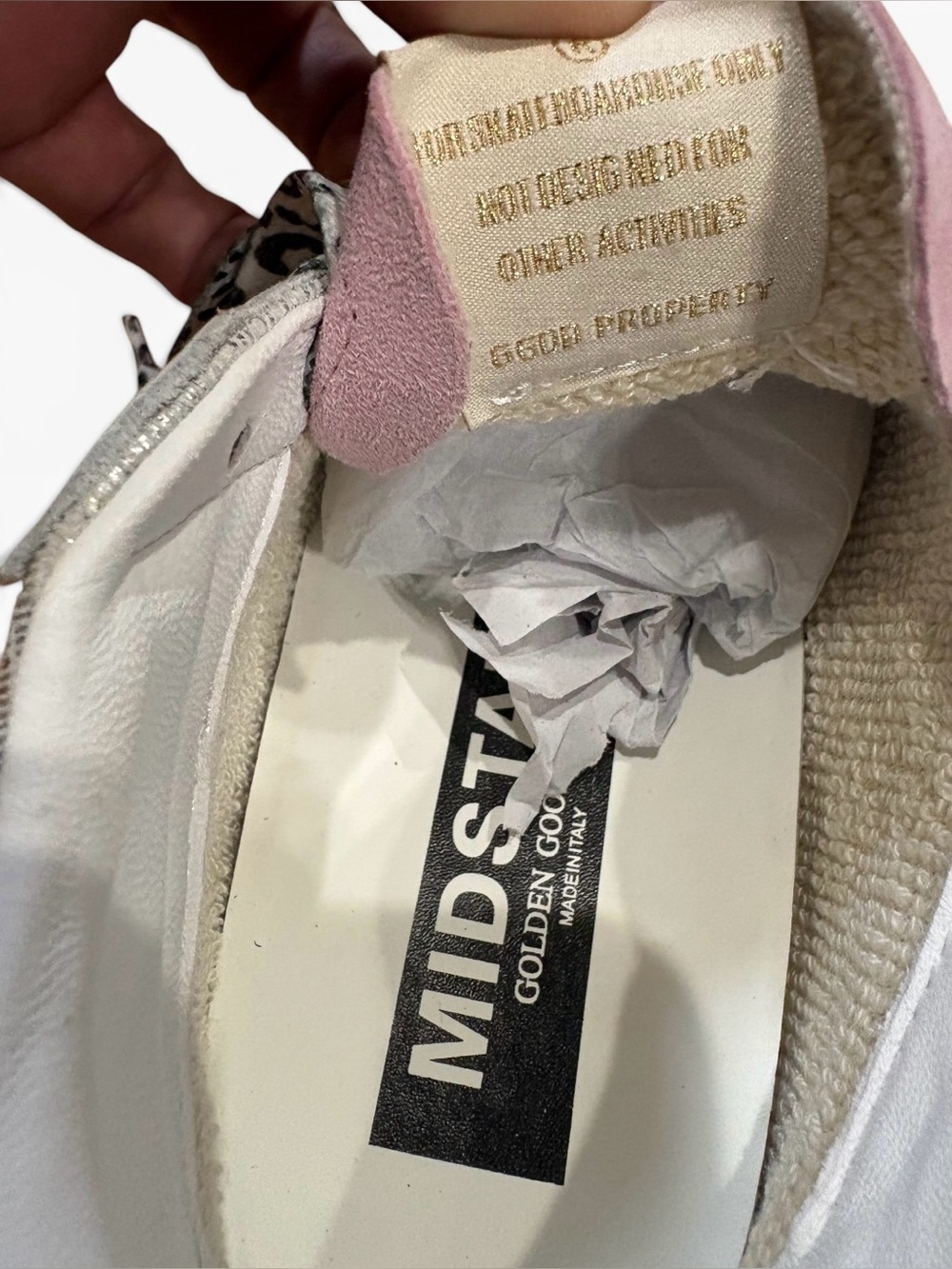 Golden Goose Mid Star Sneakers Pink Silver Leopard Laces - Picture 8 of 8